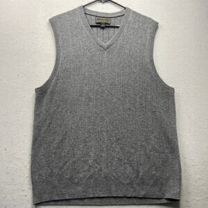 Jos A Bank Reserve Mens Large 100% Cashmere Sweater Vest Gray V Neck Luxury